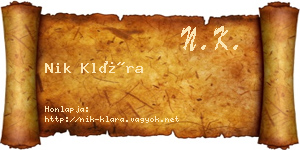 Nik Klára névjegykártya